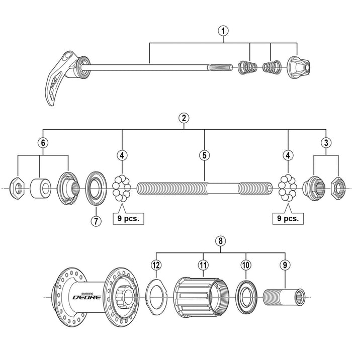 Shimano FH-M590 left hand lock nut unit