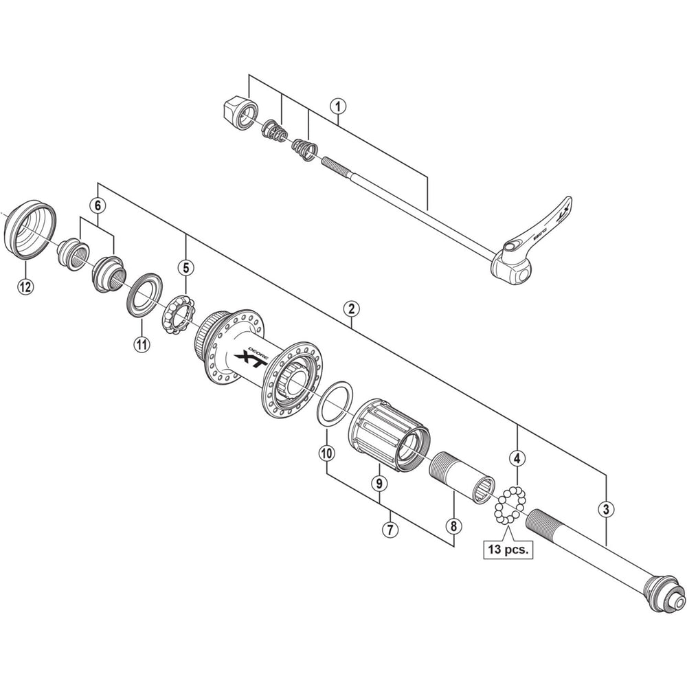 Shimano FH-M785 complete quick release, 168 mm