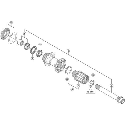 Shimano FH-M828 hub axle, 12 mm