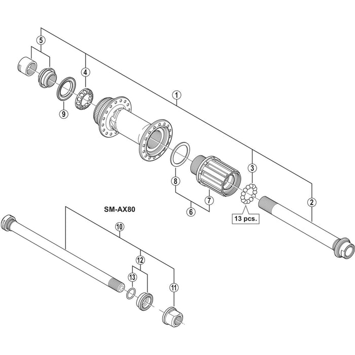 Shimano FH-M645 hub axle, 12 mm