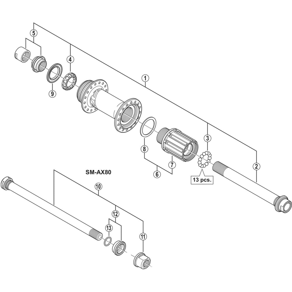 Shimano FH-M645 hub axle, 12 mm