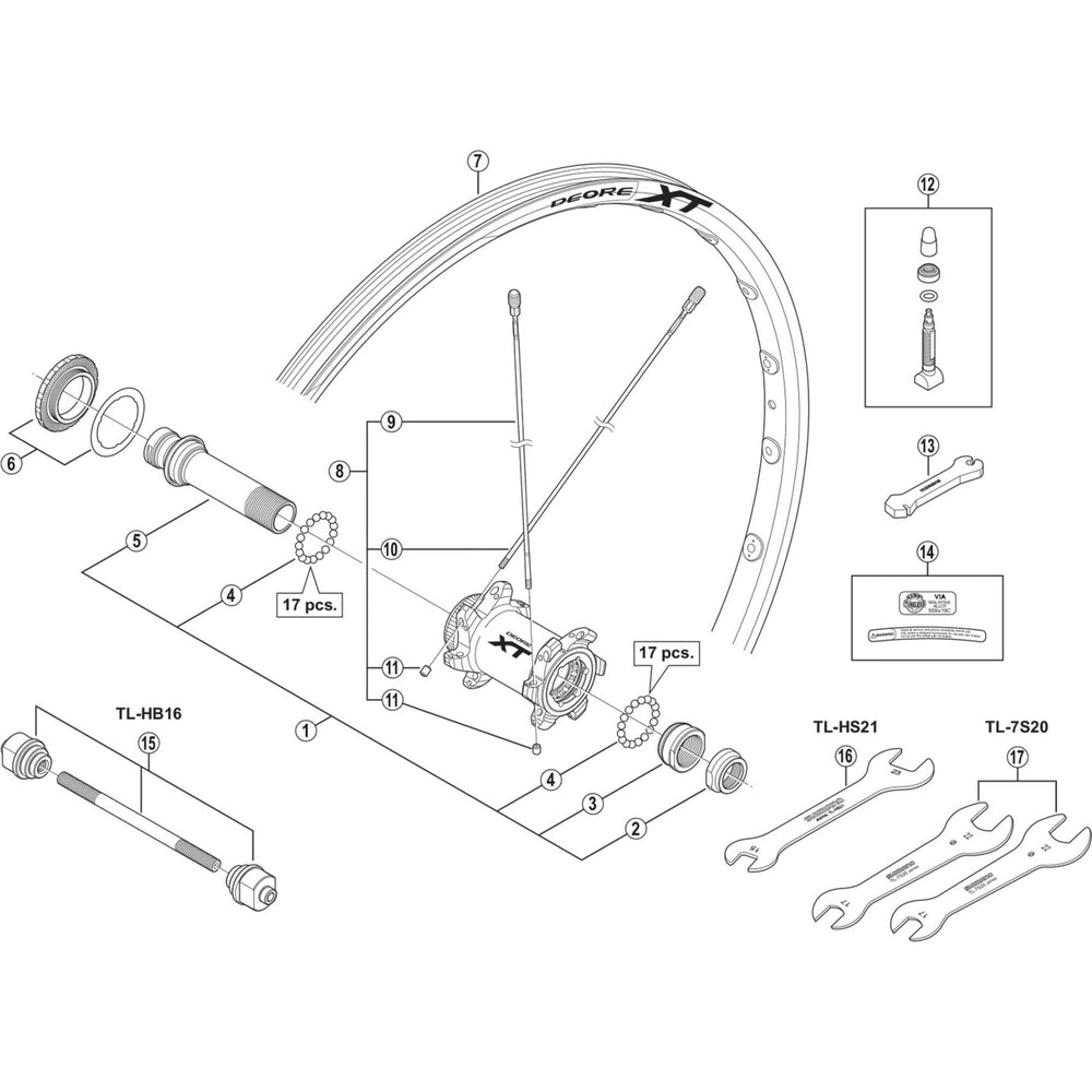 Shimano WH-M785 spoke, 282 mm with plug and washer