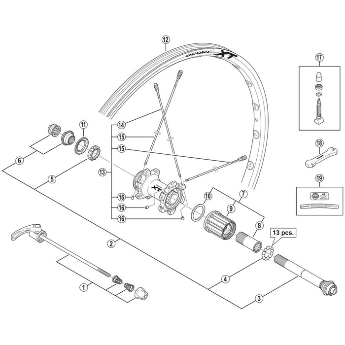 Shimano WH-M785 spoke, 285 mm with plug and washer