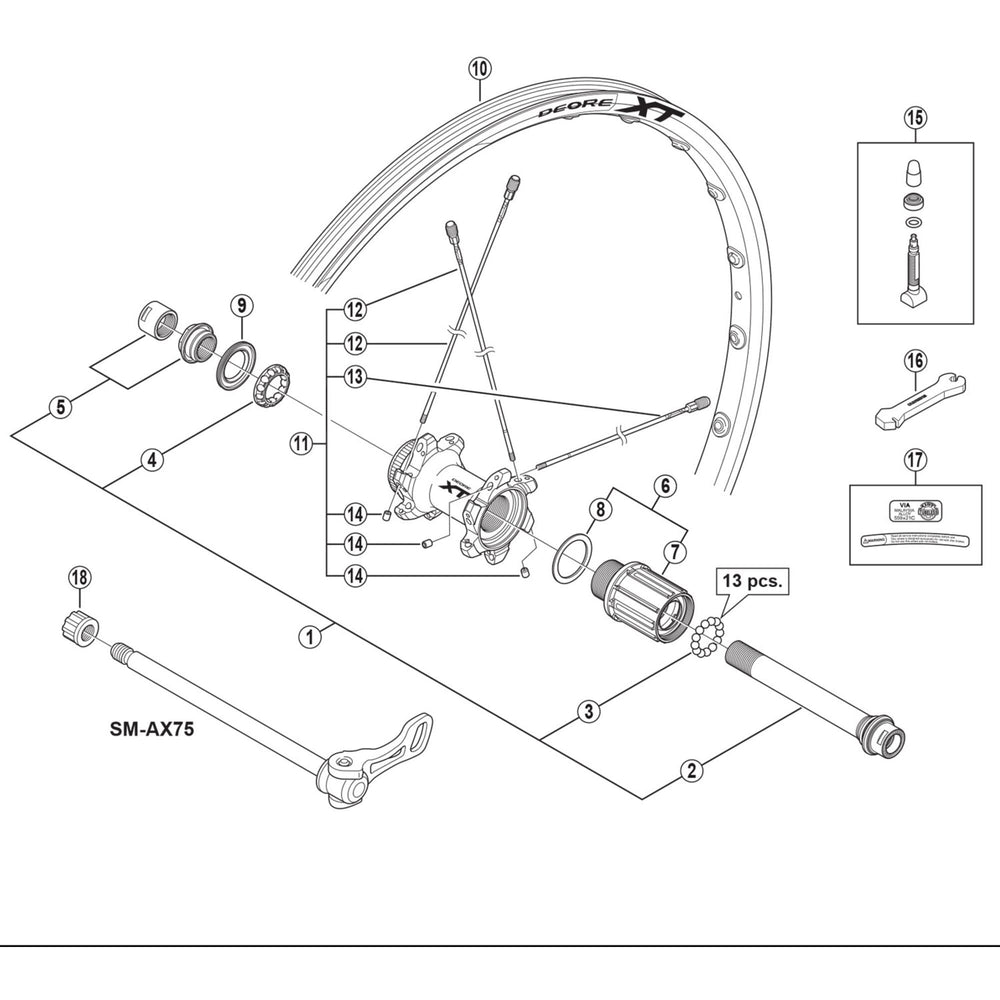 Shimano WH-M788-R12 left hand lock nut and cone, M15 with dust cover