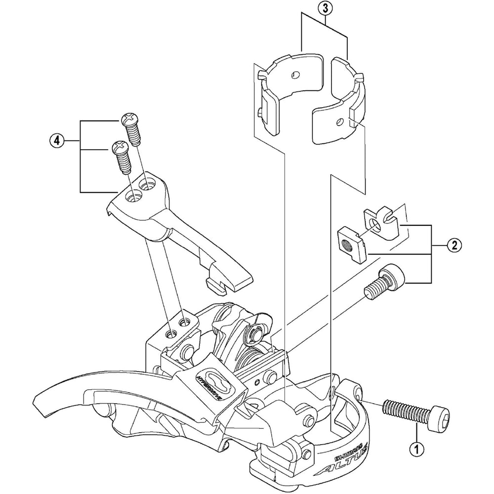 Shimano FD-M310 clamp band adapters for S-size, 28.6 mm
