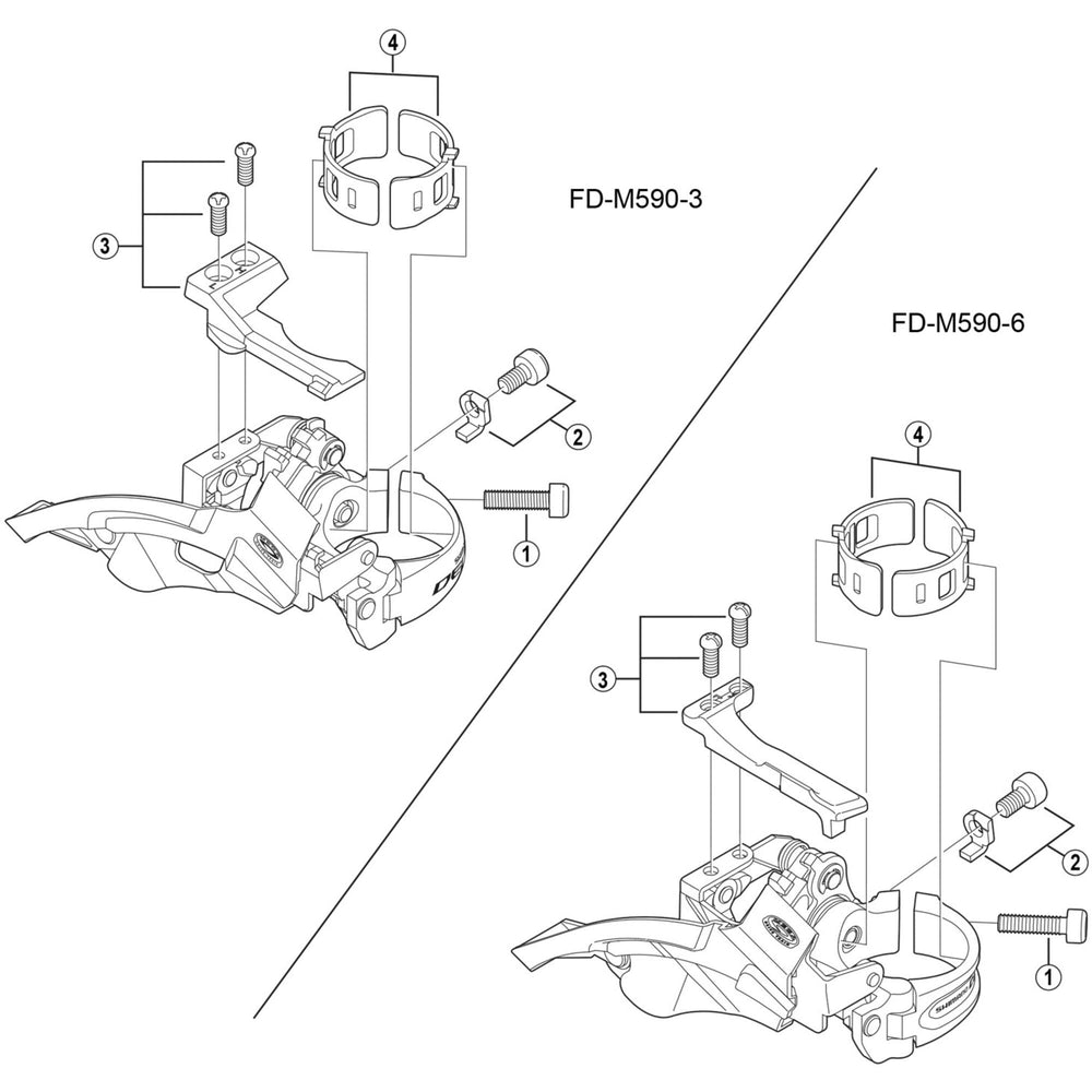 Shimano FD-M590 stroke adjuster screws and plate, M4 x 8.5 mm