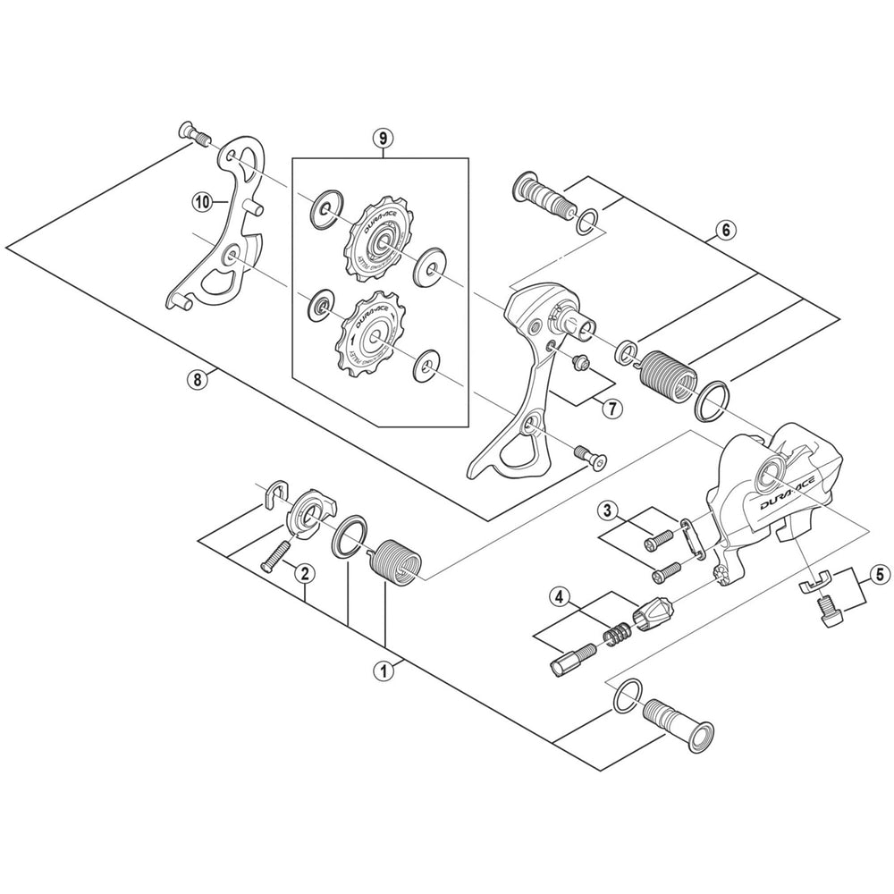 Shimano RD-7900 plate axle assembly