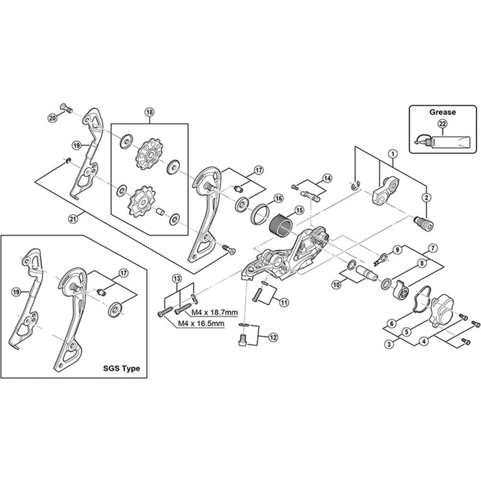 Shimano RD-M981 bracket axle 2