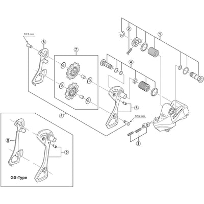 Shimano RD-6870 stroke adjusting bolts and plate