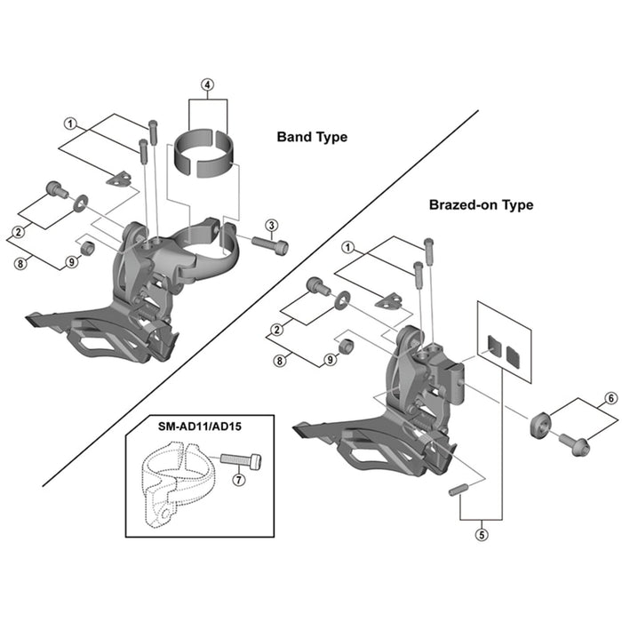 Shimano FD-R3000 clamp band adapter for 31.8 mm