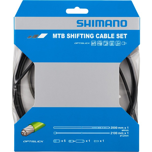 Shimano MTB gear cable set for rear only, OPTISLICK coated stainless steel inner, black