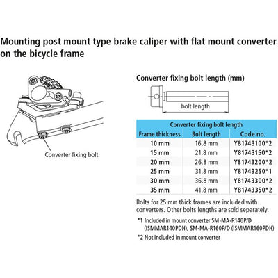 Shimano SM-MA Converter Fixing Bolt M5 Various Sizes - 16.8 mm / 10 mm