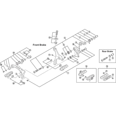 Shimano BR-7700 quick release fixing bolt and washer, M4 x 4.8 mm