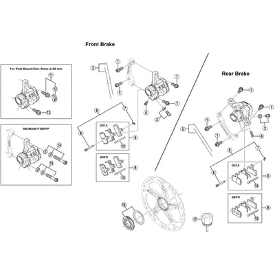 Shimano BR-CX75 pad axle and snap retainer