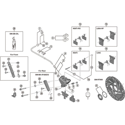 Shimano BR-R9170 calliper fixing bolt C for 20 mm rear mount thickness