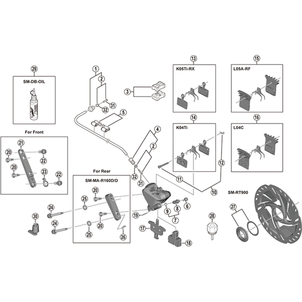 Shimano BR-R9170 calliper fixing bolt C for 25 mm rear mount thickness