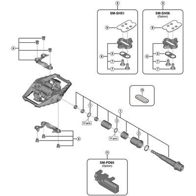 Shimano PD-M9100 pedal axle assembly, left hand