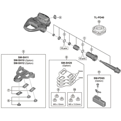 Shimano PD-R7000 pedal axle assembly, right hand