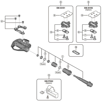 Shimano PD-ES600 pedal axle assembly, left hand