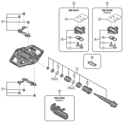 Shimano PD-M8120 pedal axle assembly, left hand