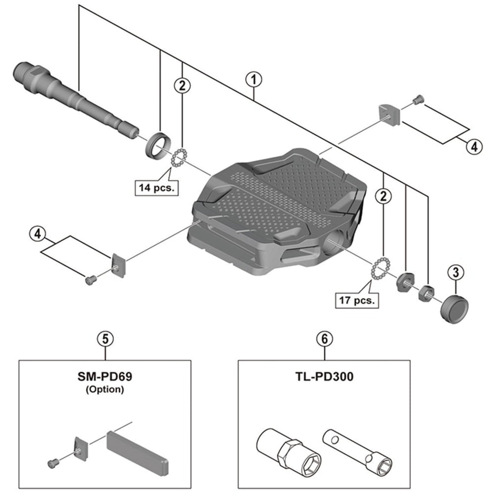 Shimano PD-EF202 pedal axle assembly, right hand