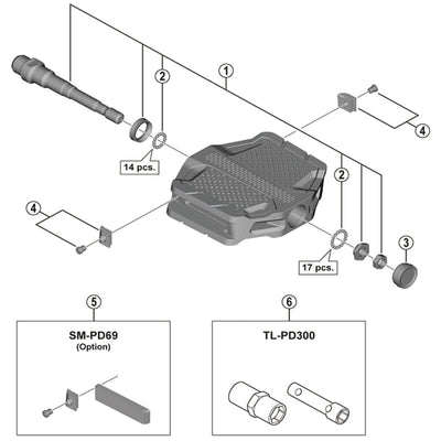 Shimano PD-EF202 pedal axle assembly, right hand