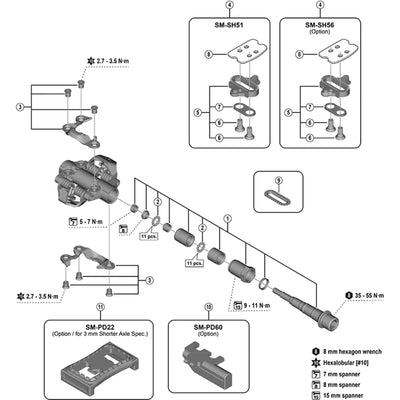 Shimano PD-M9200 pedal axle assembly, right hand