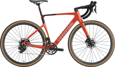 2026 Cannondale SuperX 4 AXS Gravel Bike in Fire Orange, side view