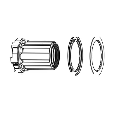 SRAM Zipp Freehub Kit ZR1 - 11/12 Speed (For Splined Non-XDR Cassettes) - Stainless Steel 61803 Bearings (SRAM spare parts catalogue drawing)